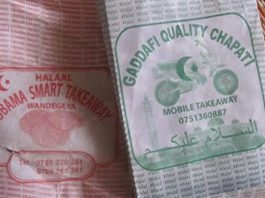 Obama-Gaddafi Chapati Rivalry Continues On Kampala Streets Obama vs Gadaffi Chapati